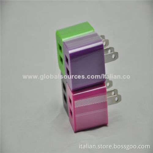 Wall plug charger, 5V 2.1A/1A double USB port